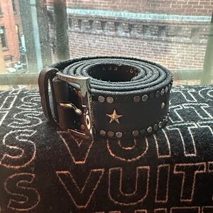 Zadig & Voltaire Black Men's Belt with Silver Studs
